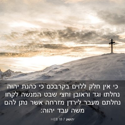 Picture 03 - יהושע 18:7 HEB - כי אין חלק ללוים בקרבכם כי - Bible Verse Picture