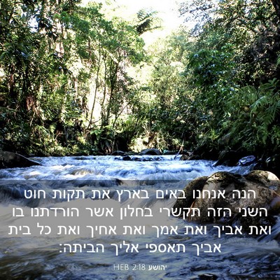 Picture 03 - יהושע 2:18 HEB - הנה אנחנו באים בארץ את תקות - Bible Verse Picture