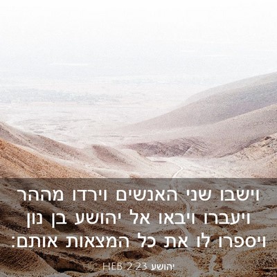 Picture 03 - יהושע 2:23 HEB - וישבו שני האנשים וירדו - Bible Verse Picture