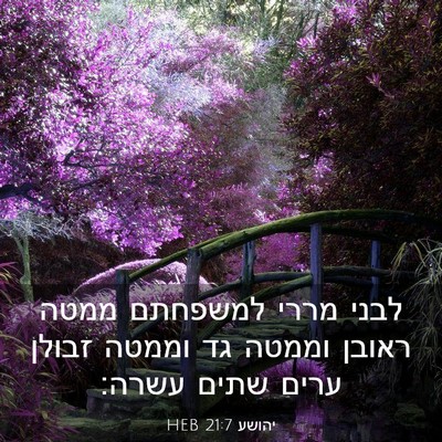 Picture 03 - יהושע 21:7 HEB - לבני מררי למשפחתם ממטה - Bible Verse Picture