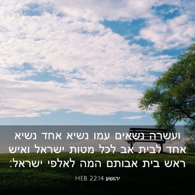 Picture 03 - יהושע 22:14 HEB - ועשרה נשאים עמו נשיא אחד - Bible Verse Picture
