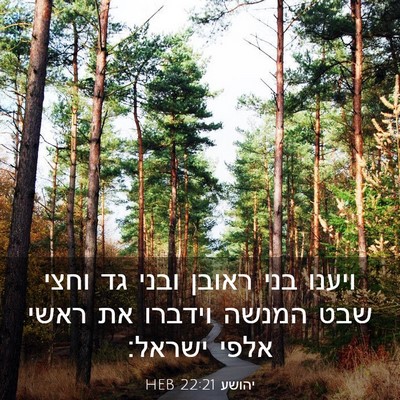 Picture 03 - יהושע 22:21 HEB - ויענו בני ראובן ובני גד - Bible Verse Picture