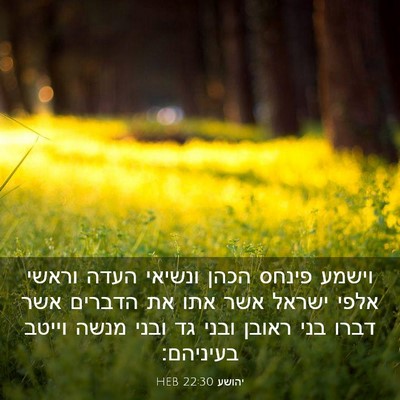Picture 03 - יהושע 22:30 HEB - וישמע פינחס הכהן ונשיאי - Bible Verse Picture