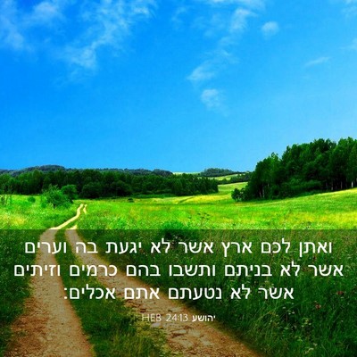 Picture 03 - יהושע 24:13 HEB - ואתן לכם ארץ אשר לא יגעת בה - Bible Verse Picture