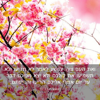 Picture 03 - יהושע 6:10 HEB - ואת העם צוה יהושע לאמר לא - Bible Verse Picture