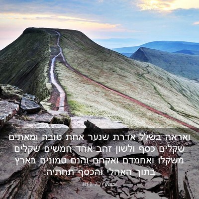 Picture 03 - יהושע 7:21 HEB - ואראה בשלל אדרת שנער אחת - Bible Verse Picture