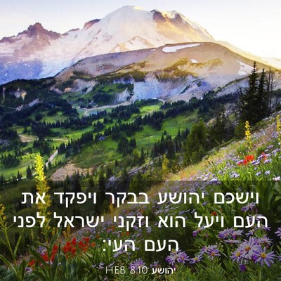Picture 03 - יהושע 8:10 HEB - וישכם יהושע בבקר ויפקד את - Bible Verse Picture