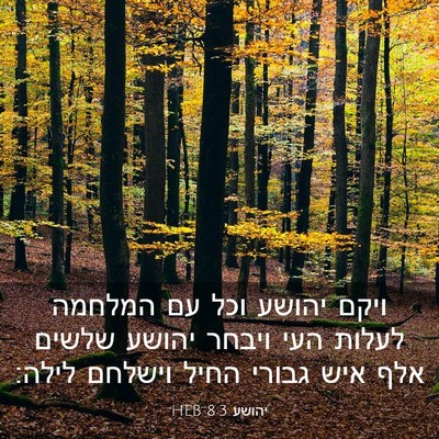 Picture 03 - יהושע 8:3 HEB - ויקם יהושע וכל עם המלחמה - Bible Verse Picture