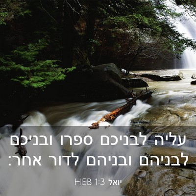 Picture 03 - יואל 1:3 HEB - עליה לבניכם ספרו ובניכם - Bible Verse Picture