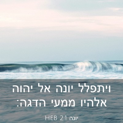 Picture 03 - יונה 2:1 HEB - ויתפלל יונה אל יהוה אלהיו - Bible Verse Picture