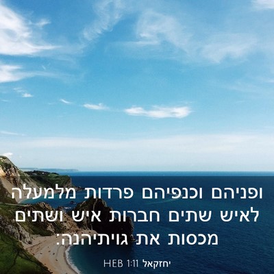 Picture 03 - יחזקאל 1:11 HEB - ופניהם וכנפיהם פרדות - Bible Verse Picture