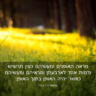 Picture 03 - יחזקאל 1:16 HEB - מראה האופנים ומעשיהם כעין - Bible Verse Picture