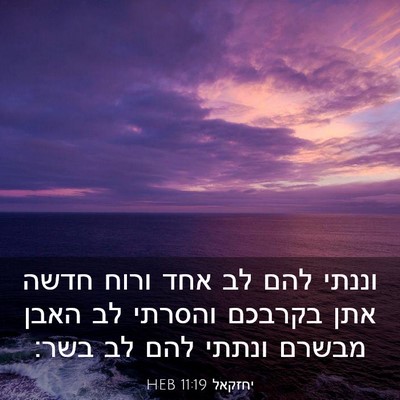 Picture 03 - יחזקאל 11:19 HEB - וננתי להם לב אחד ורוח חדשה - Bible Verse Picture