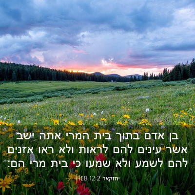 Picture 03 - יחזקאל 12:2 HEB - בן אדם בתוך בית המרי אתה - Bible Verse Picture