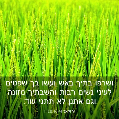 Picture 03 - יחזקאל 16:41 HEB - ושרפו בתיך באש ועשו בך - Bible Verse Picture