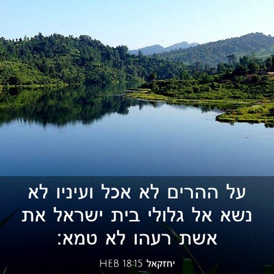 Picture 03 - יחזקאל 18:15 HEB - על ההרים לא אכל ועיניו לא - Bible Verse Picture