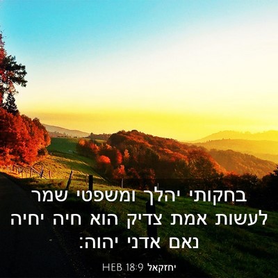 Picture 03 - יחזקאל 18:9 HEB - בחקותי יהלך ומשפטי שמר - Bible Verse Picture