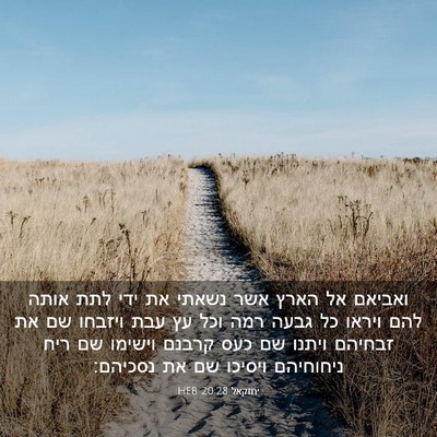 Picture 03 - יחזקאל 20:28 HEB - ואביאם אל הארץ אשר נשאתי את - Bible Verse Picture