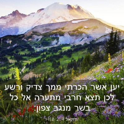 Picture 03 - יחזקאל 21:4 HEB - יען אשר הכרתי ממך צדיק ורשע - Bible Verse Picture