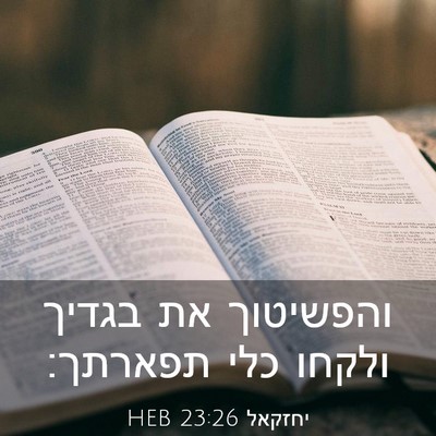 Picture 03 - יחזקאל 23:26 HEB - והפשיטוך את בגדיך ולקחו - Bible Verse Picture