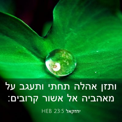 Picture 03 - יחזקאל 23:5 HEB - ותזן אהלה תחתי ותעגב על - Bible Verse Picture