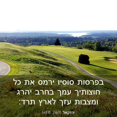 Picture 03 - יחזקאל 26:11 HEB - בפרסות סוסיו ירמס את כל - Bible Verse Picture