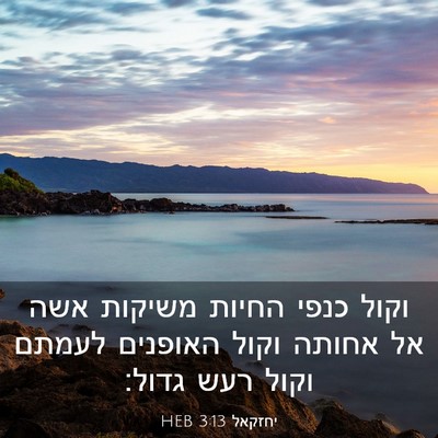 Picture 03 - יחזקאל 3:13 HEB - וקול כנפי החיות משיקות אשה - Bible Verse Picture