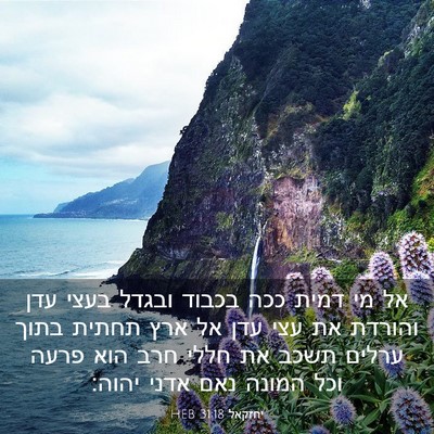 Picture 03 - יחזקאל 31:18 HEB - אל מי דמית ככה בכבוד ובגדל - Bible Verse Picture