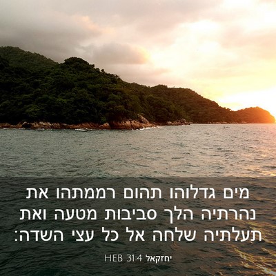 Picture 03 - יחזקאל 31:4 HEB - מים גדלוהו תהום רממתהו את - Bible Verse Picture
