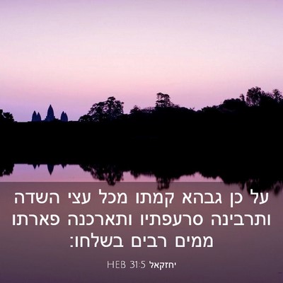 Picture 03 - יחזקאל 31:5 HEB - על כן גבהא קמתו מכל עצי - Bible Verse Picture
