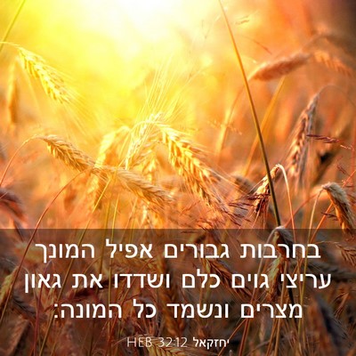 Picture 03 - יחזקאל 32:12 HEB - בחרבות גבורים אפיל המונך - Bible Verse Picture