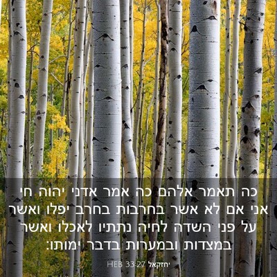 Picture 03 - יחזקאל 33:27 HEB - כה תאמר אלהם כה אמר אדני - Bible Verse Picture