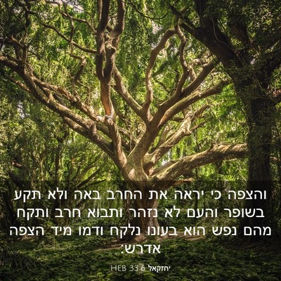 Picture 03 - יחזקאל 33:6 HEB - והצפה כי יראה את החרב באה - Bible Verse Picture