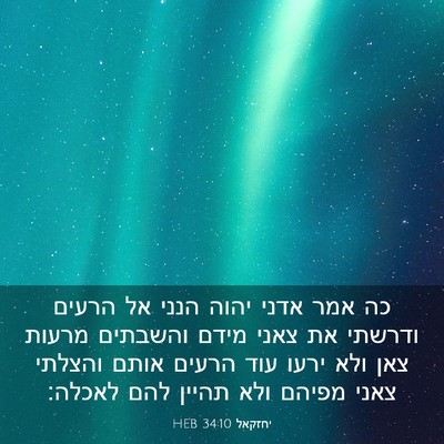 Picture 03 - יחזקאל 34:10 HEB - כה אמר אדני יהוה הנני אל - Bible Verse Picture