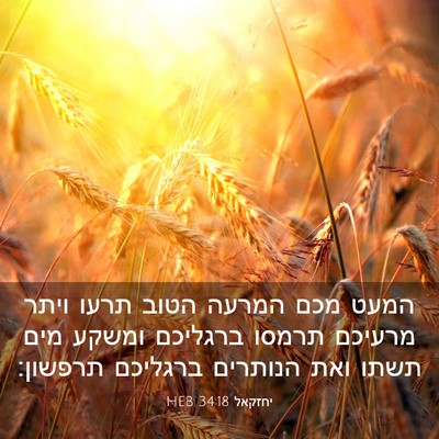 Picture 03 - יחזקאל 34:18 HEB - המעט מכם המרעה הטוב תרעו - Bible Verse Picture
