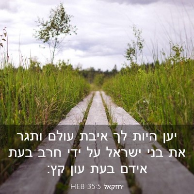 Picture 03 - יחזקאל 35:5 HEB - יען היות לך איבת עולם ותגר - Bible Verse Picture