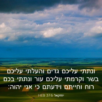 Picture 03 - יחזקאל 37:6 HEB - ונתתי עליכם גדים והעלתי - Bible Verse Picture