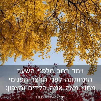 Picture 03 - יחזקאל 40:19 HEB - וימד רחב מלפני השער - Bible Verse Picture