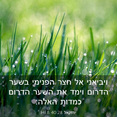 Picture 03 - יחזקאל 40:28 HEB - ויביאני אל חצר הפנימי בשער - Bible Verse Picture