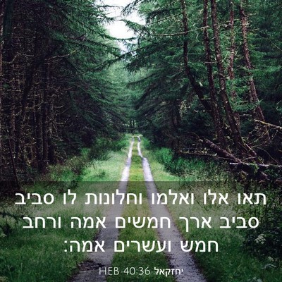 Picture 03 - יחזקאל 40:36 HEB - תאו אלו ואלמו וחלונות לו - Bible Verse Picture