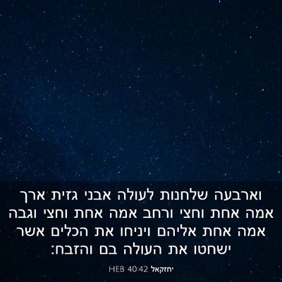 Picture 03 - יחזקאל 40:42 HEB - וארבעה שלחנות לעולה אבני - Bible Verse Picture