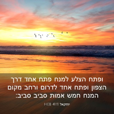Picture 03 - יחזקאל 41:11 HEB - ופתח הצלע למנח פתח אחד דרך - Bible Verse Picture