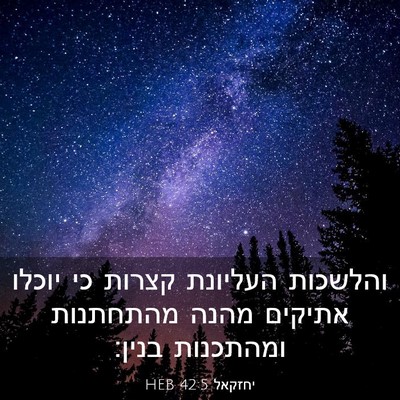 Picture 03 - יחזקאל 42:5 HEB - והלשכות העליונת קצרות כי - Bible Verse Picture