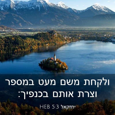 Picture 03 - יחזקאל 5:3 HEB - ולקחת משם מעט במספר וצרת - Bible Verse Picture