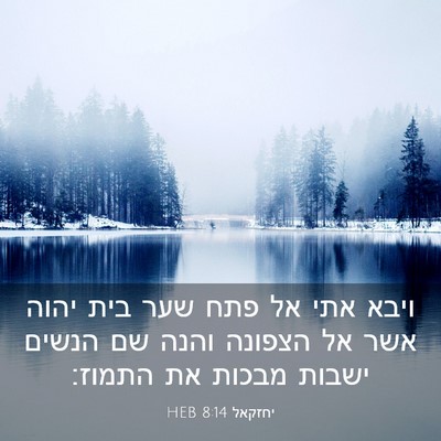 Picture 03 - יחזקאל 8:14 HEB - ויבא אתי אל פתח שער בית - Bible Verse Picture