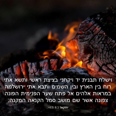 Picture 03 - יחזקאל 8:3 HEB - וישלח תבנית יד ויקחני - Bible Verse Picture