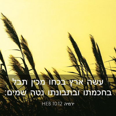 Picture 03 - ירמיה 10:12 HEB - עשה ארץ בכחו מכין תבל - Bible Verse Picture
