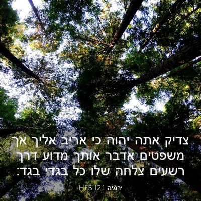 Picture 03 - ירמיה 12:1 HEB - צדיק אתה יהוה כי אריב אליך - Bible Verse Picture