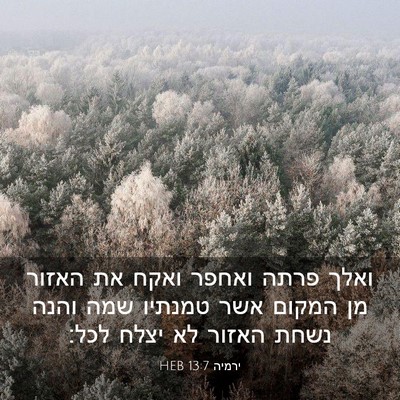 Picture 03 - ירמיה 13:7 HEB - ואלך פרתה ואחפר ואקח את - Bible Verse Picture