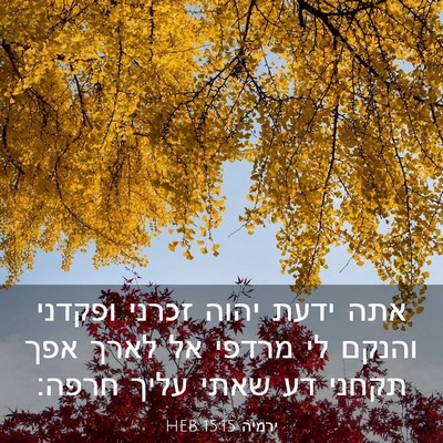 Picture 03 - ירמיה 15:15 HEB - אתה ידעת יהוה זכרני ופקדני - Bible Verse Picture